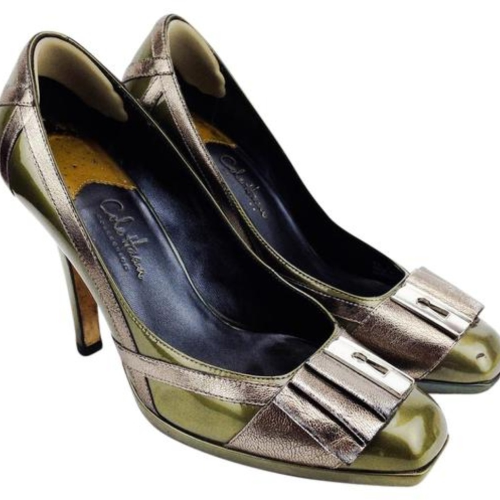 Cole Haan Olive Patent Metallic Leather Jayma Air